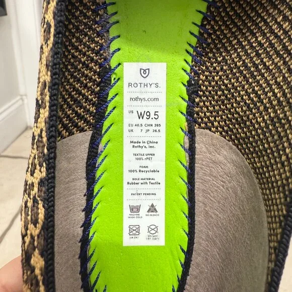 Rothy's The Loafer Little Cat Leopard Animal Print Ballet Flats women's size 9.5 - Picture 9 of 9